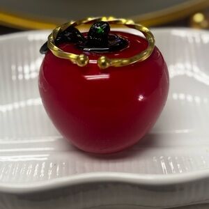 Gold and Red Apple-Inspired Bracelet